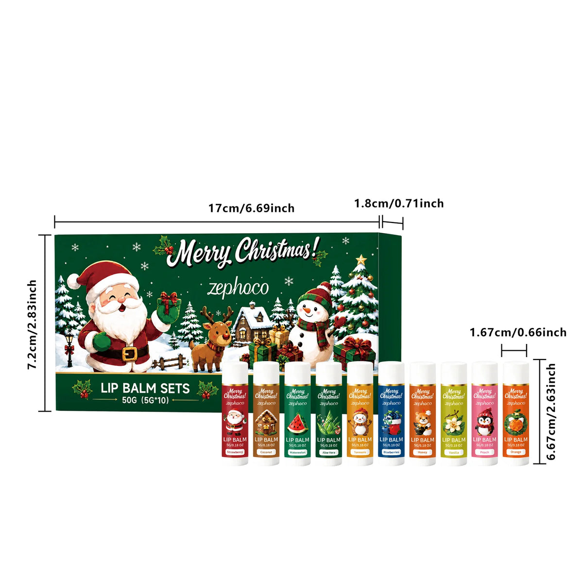 Christmas Lip Balm Set Moisturizing Multi-Flavor Long-Lasting Fruity Lip Care for Dry Cracked Lips Holiday Gift Stocking Stuffer