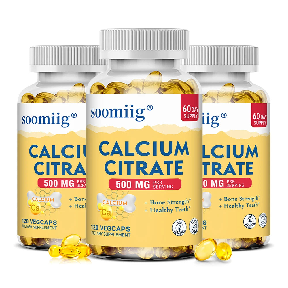 Calcium Citrate 500 Mg Per Serving Strengthens Bone, Teeth Health, Support Mobility & Flexibility, 120 Capsules, Non-GMO