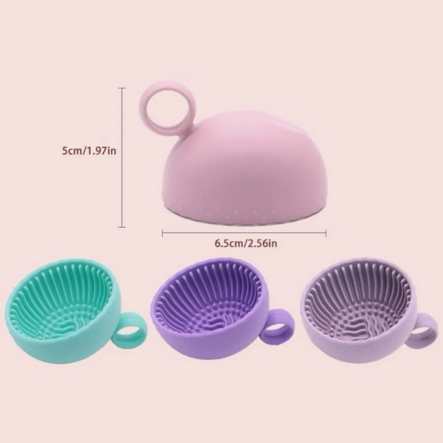 1Pc Silicone Makeup Brush Cleaning Bowl, Non-Slip Scrubber for Deep Cleaning All Facial Brushes, Portable Tool