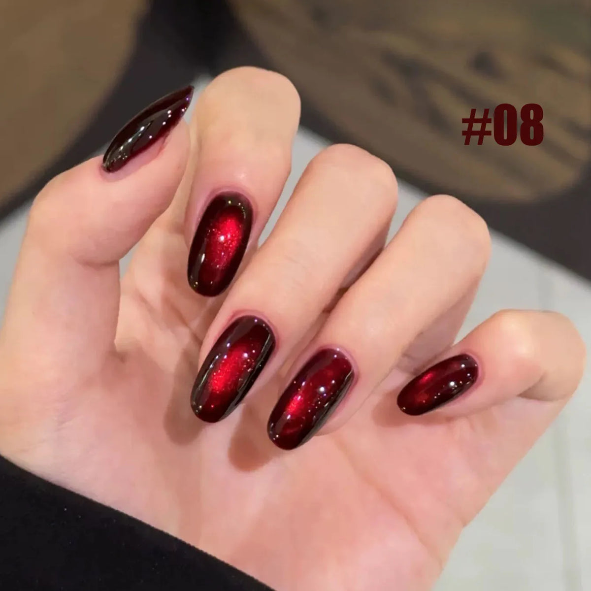 10ML 1-10PCS Red Nails 10 Color 2026 New Style Blood Rose New Year Atmosphere Ruby Rose Wine Red Glass Bead Cat Eye Gel Polish