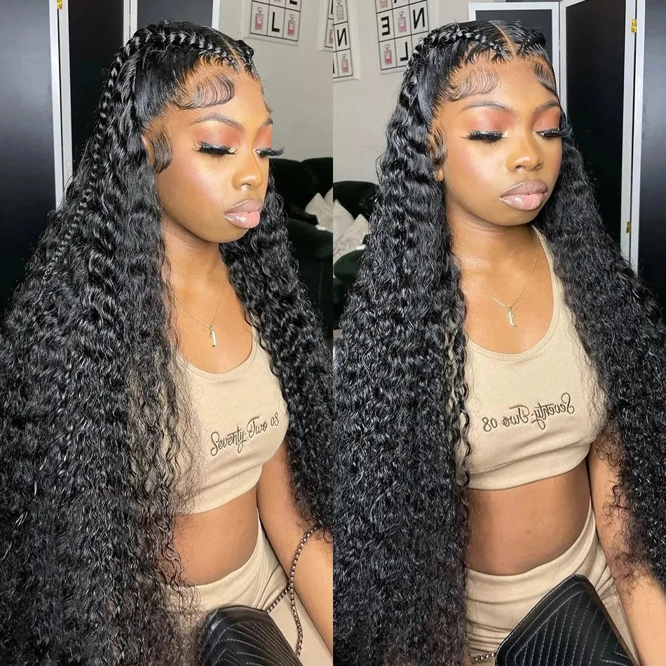 Glueless Wig Human Hair Ready To Wear Water Wave 13x6 HD Lace Frontal Human Hair Wigs Curly Lace Front Human Hair Wig PrePlucked