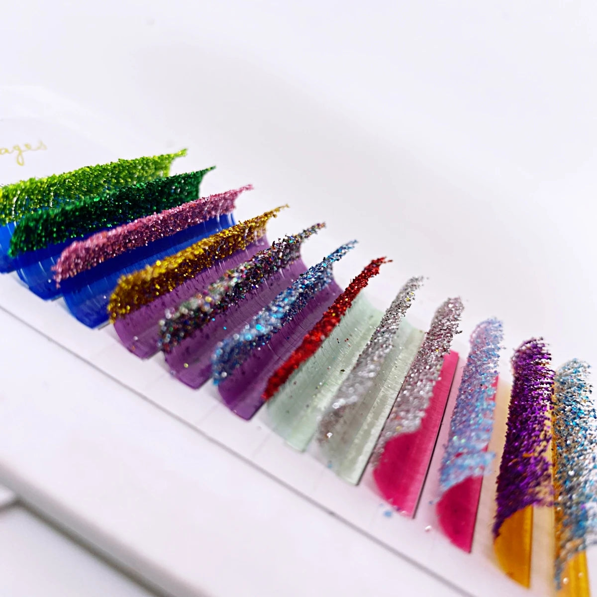 Glitter Color False Eyelash Extension Glitter Individual Fairy Lashes Russian Volume Premade Fan Christmas Halloween Color Lash