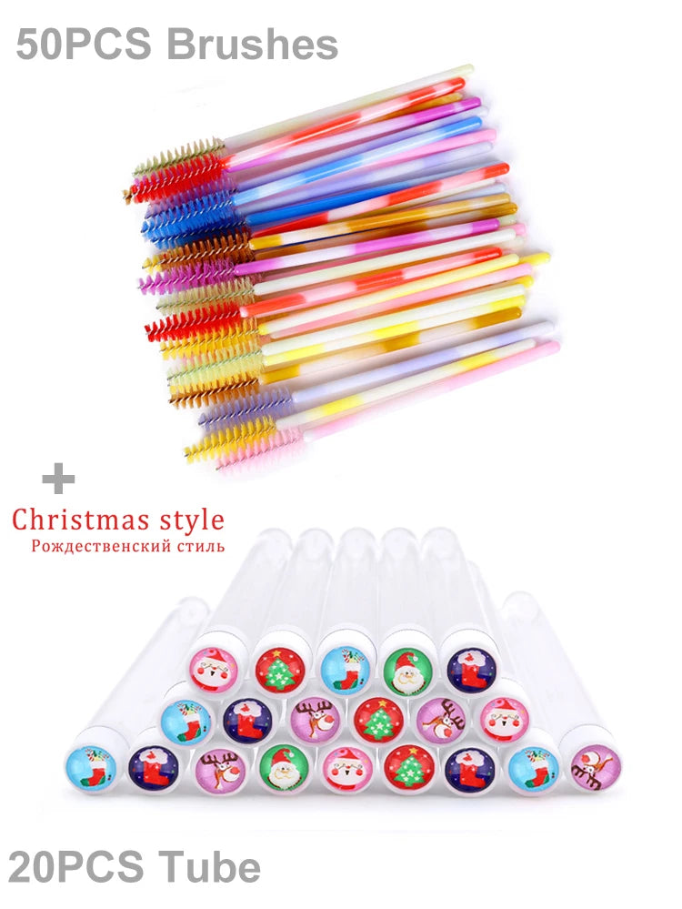 Christmas Eyelash Brush Tube Reusable Eyebrow Brushes Mascara Wand Dust-proof Cleaner Storage Cosmetics Makeup Tools