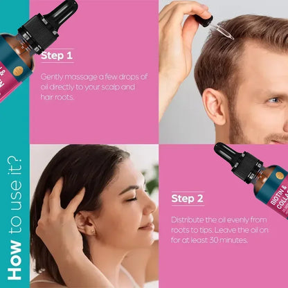 Biotin Collagen Hair Care Essential Oil, Moisturizes Tangled and Rough Hair Texture. Repair Damage Hair Care Serum