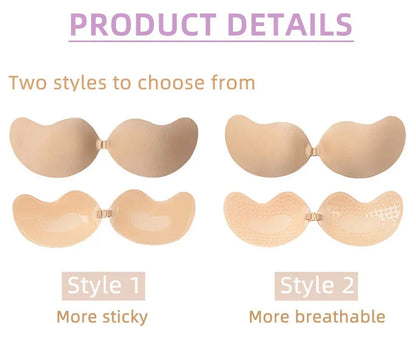 Sexy Women's Bra Invisible Push Up Bra Self-Adhesive Silicone Seamless Front Closure Sticky Backless Strapless Bra