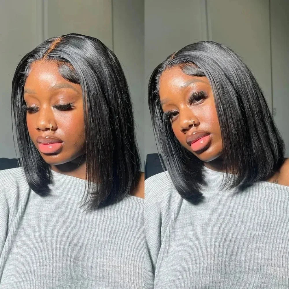 Straight 13x4 Bob Wig Human Hair 200 Density Transparent Lace Frontal Wig 100% Brazilian Human Hair 4x4 5x5 HD Lace Closure Wigs