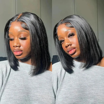 Straight 13x4 Bob Wig Human Hair 200 Density Transparent Lace Frontal Wig 100% Brazilian Human Hair 4x4 5x5 HD Lace Closure Wigs
