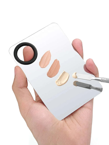 1/2/3Pcs Spatula and Stainless Steel Mixing Palette,Nail Art And Cosmetic Mixing Tool For Foundation,Makeup Artist Mixing Tools
