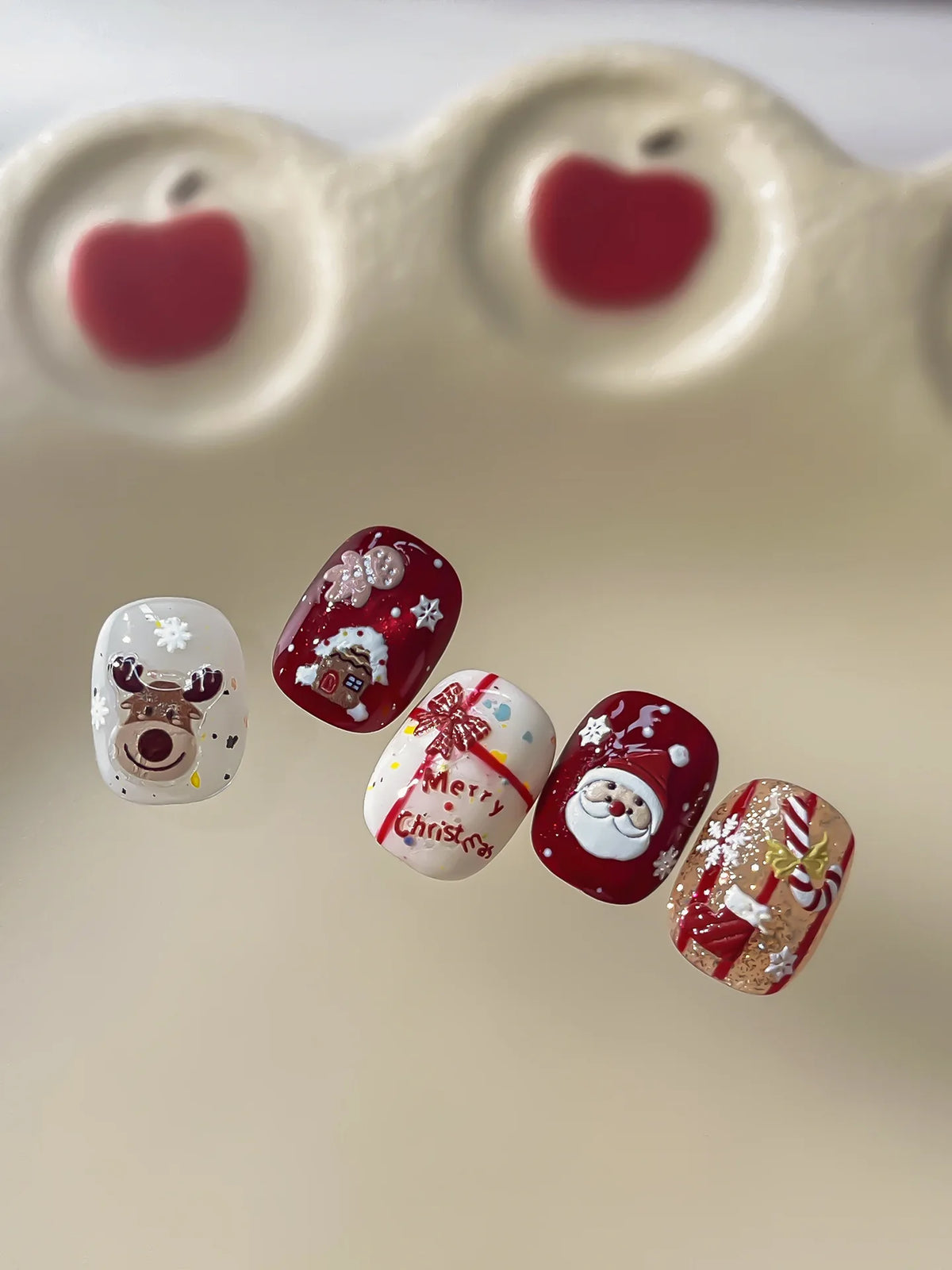 2026 New 5D Embossed Garland/Christmas Tree Nail Stickers White Snowflakes Bow Star Nail Decals Self-Adhesive Xmas Nail Decor