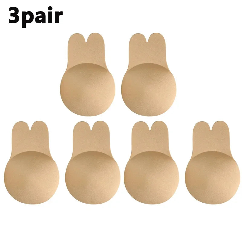Women Breast Lifting Stickers Push Up Bras Silicone Invisible Chest Strapless Breast Rabbit Lift Up Tape Nipple Cover Bra Pads