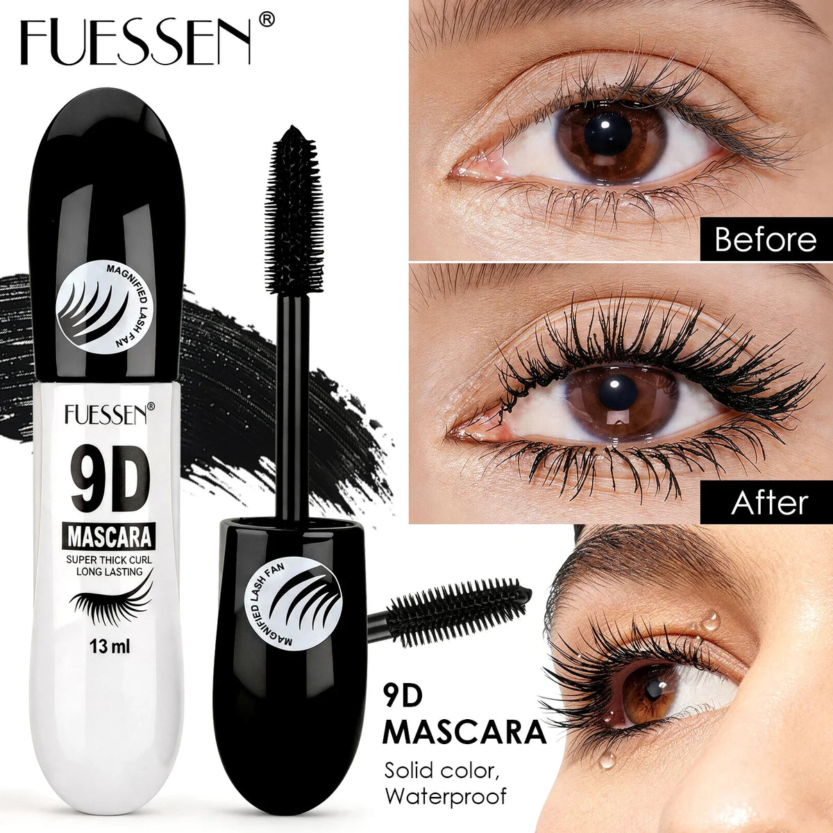 9D Waterproof Mascara Easy to Remove Non-Smudging Slender Curl Thick Enhancing Eyelash Makeup Beauty Product