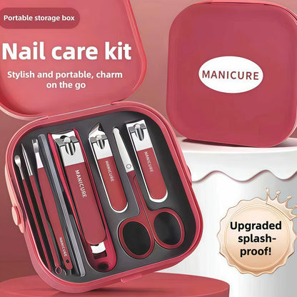 6pcs/8pcs Stainless Steel Professional Nail Care Kit | Includes Nail Clippers and Manicure Tools Portable Storage Box Ideal Gits