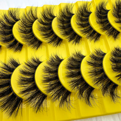 10 Pairs Faux Mink Lashes Fluffy False Eyelashes Full Wispy Lashes 8D Volume Curly Fake Eyelashes