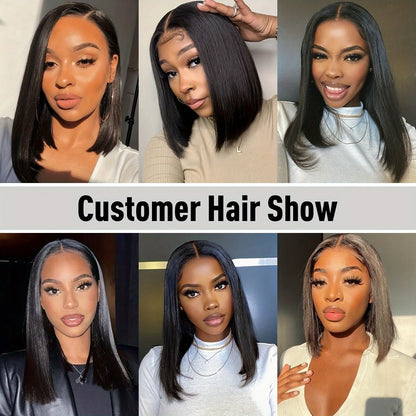 5x5 Glueless Bob Wigs Human Hair Pre Plucked Pre Cut Wear and Go 13x6 HD Lace Front Closure Wig Straight Short Wig 250 Density