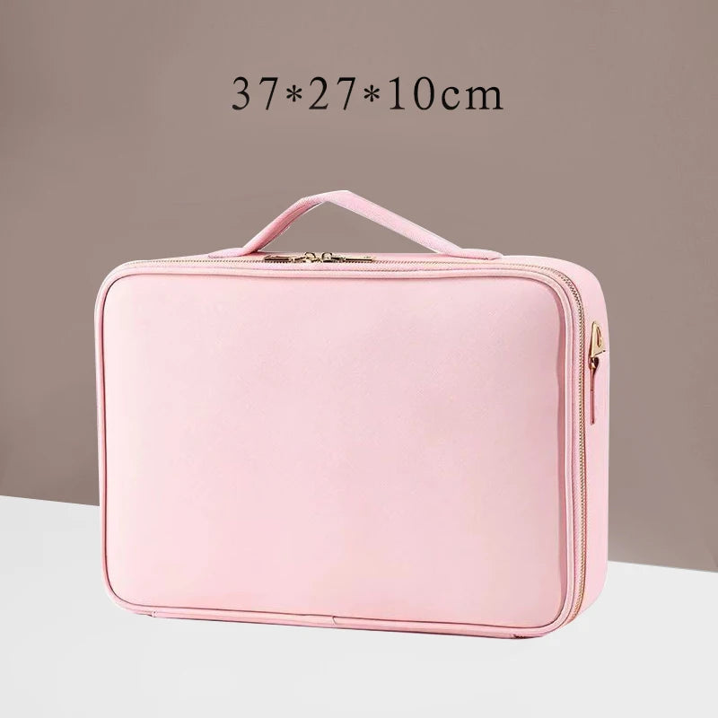 Waterproof PU Leather Cosmetic Bag Professional Large Capacity Storage Make Up Handbag Case Travel Toiletry Makeup Bag For Women