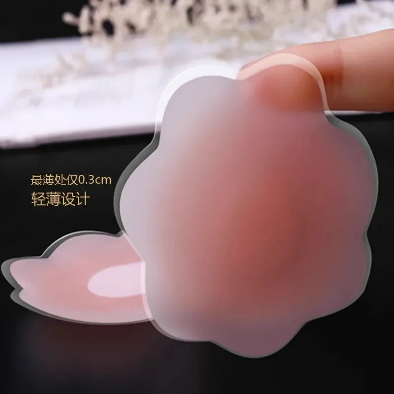 12pcs Women Invisible Nipple Cover Stickers Self-adhesive Chest Breast Petals Silicone Lift Up Paddings Reusable Patch Bra Pads