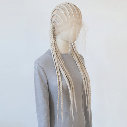Black Braided Wigs Synthetic Full Lace Wig Glueless Full Lace Synthetic Wig Heat Resistant Fiber Wig for Women Daily Wear