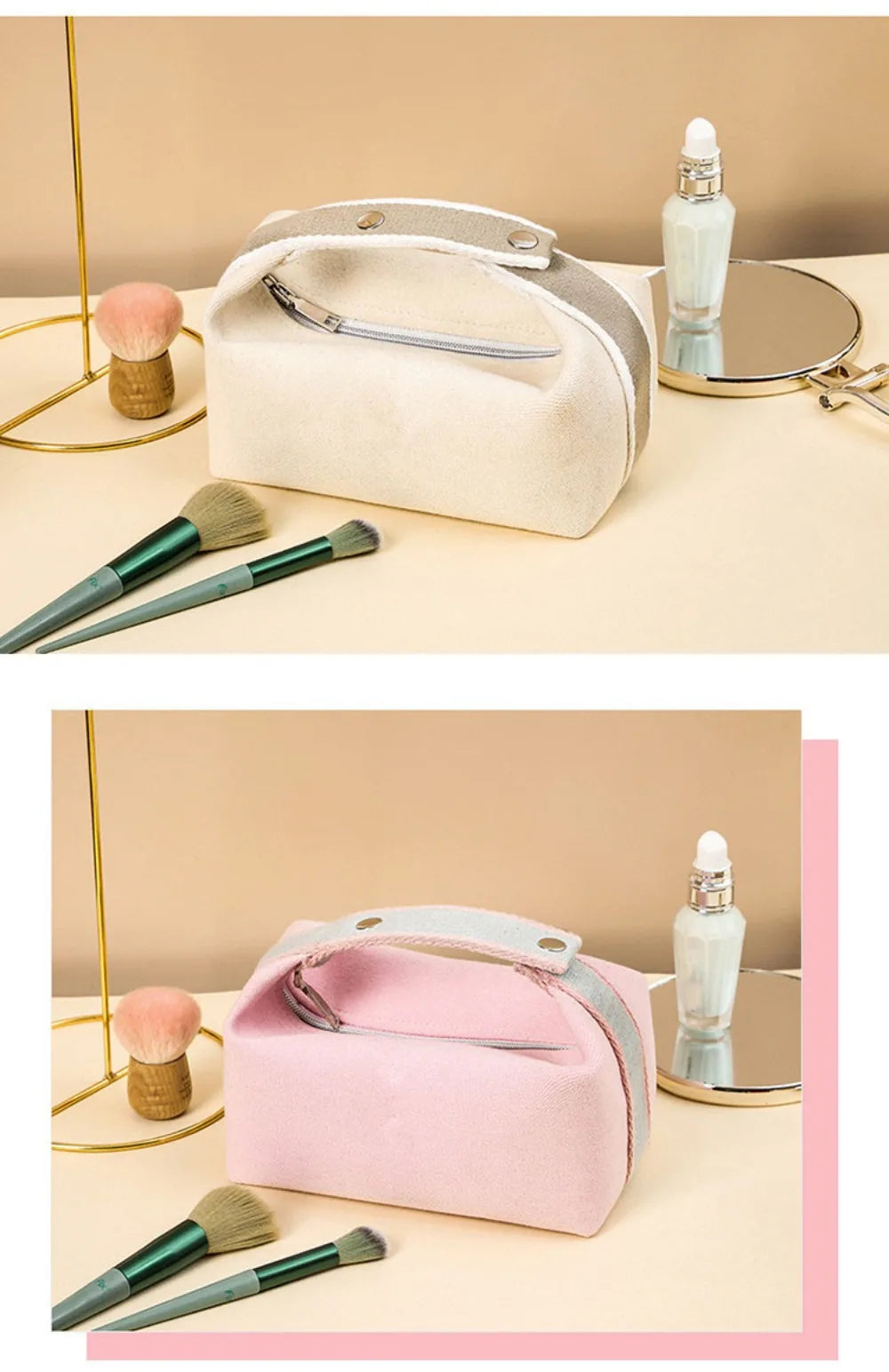 Trendy Large Capacity Cosmetic Storage Bag Portable Handheld Makeup Pouch Canvas Travel Storage Bag Cosmetic Storage