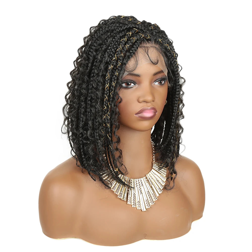 Alibaby 12inch Synthetic Knotless Box Braided Wigs for Women Premium Braided Lace Front Wigs with Baby Hair Natural Looking