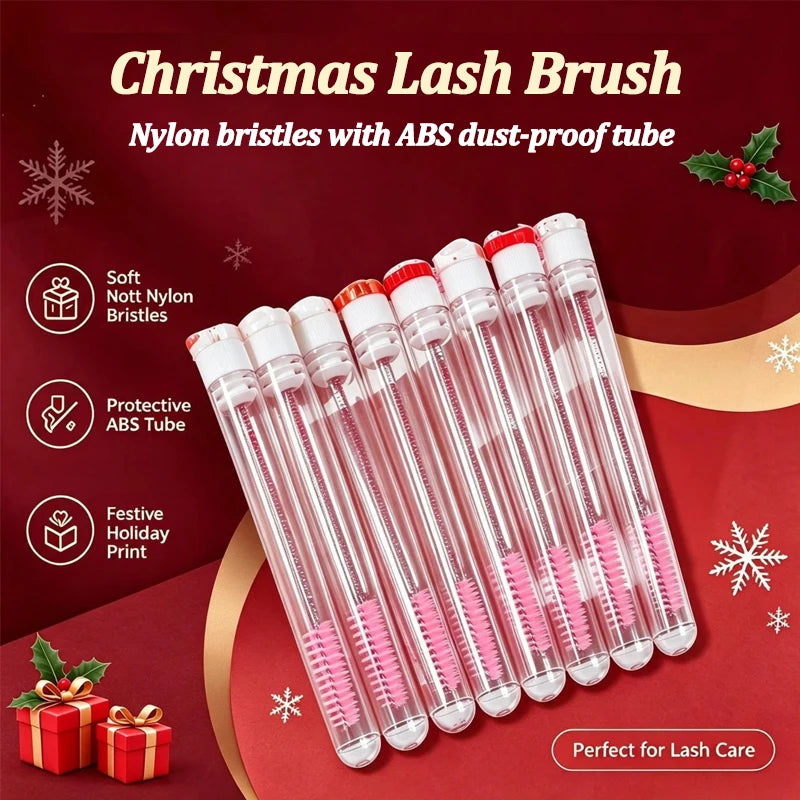 10/20Pcs Christmas Eyelash Brushes Santa Snowflake Mascara Wands Lash Spoolies for Festival Gift Eyebrow Comb Makeup Tools