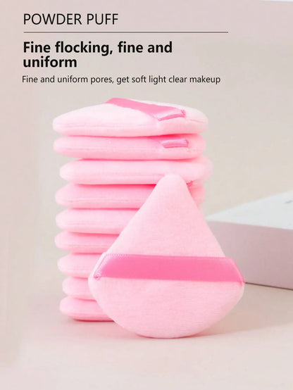 10 Pcs Triangle Velvet Powder Puff Pizza Flours Mini Face Makeup Sponge Cosmetics Washable Lightweight Makeup Tool