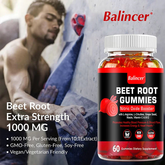 Potent Beetroot Gummies - Supports Blood Pressure and Circulation, Maintains Heart Health, Dietary Supplement, Boosts Immunity