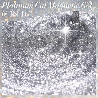 LILYCUTE 7ML 3 IN 1 Platinum Cat Magnetic Gel Nail Polish Silver Moonlight Magnetic Nail Sparkling Glitter Semi Permanent UV Gel