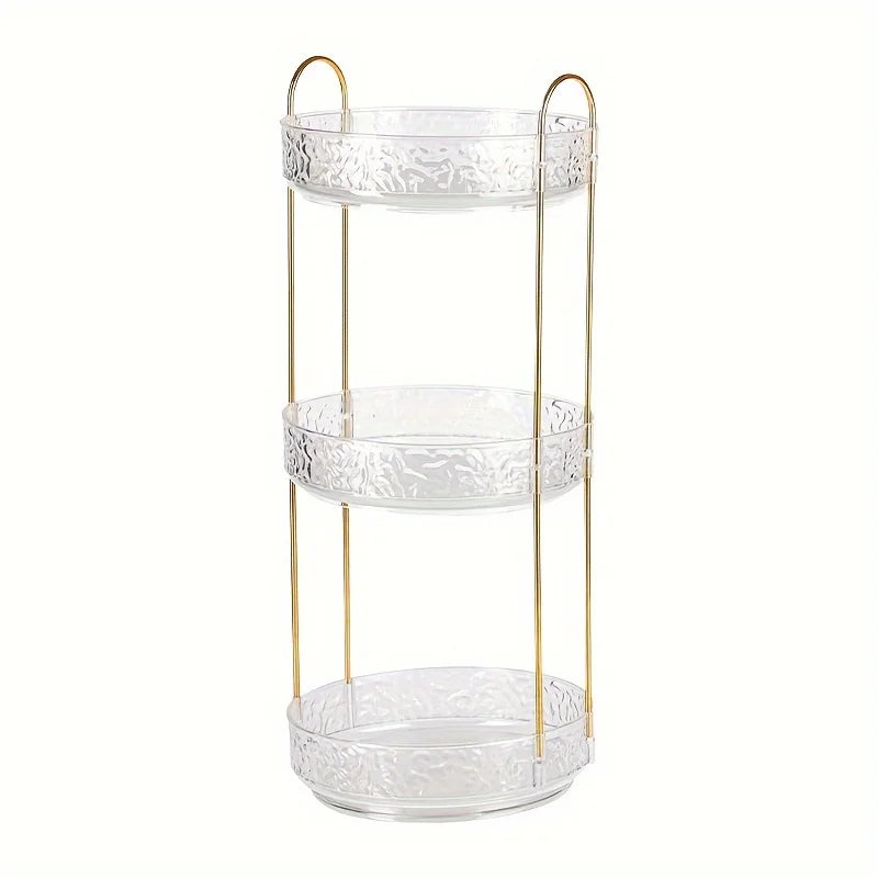 1Pc/Water Ripple Pattern Bedroom Vanity Cosmetic Rotating Storage Rack Box Bathroom Desktop Perfume and Skincare Tray
