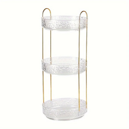 1Pc/Water Ripple Pattern Bedroom Vanity Cosmetic Rotating Storage Rack Box Bathroom Desktop Perfume and Skincare Tray