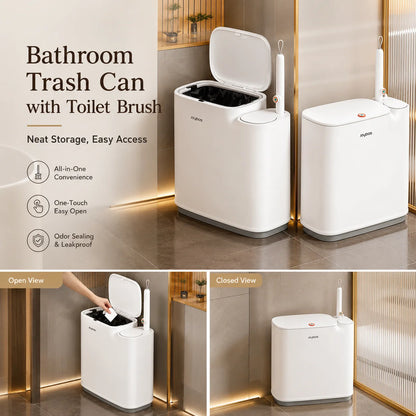 Joybos Trash Can And Toilet Brush Set, Bathroom Trash Can With 14 Disposable Toilet Brush, Includes Cleaning Brush Head, Toilet Brush Cleaner, Storage Bins With Lids, Narrow Design, Bathroom And Apartment Supplies, Halloween