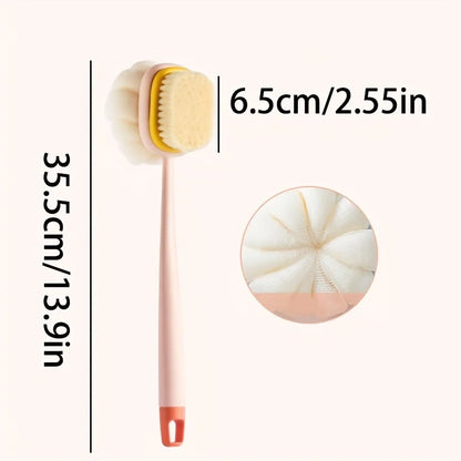 Long Handle Bath Brush Double-Sided Scrubbing Shower Towel Back Scraper Detachable Strong Bath Soft Bristle Washing Brush