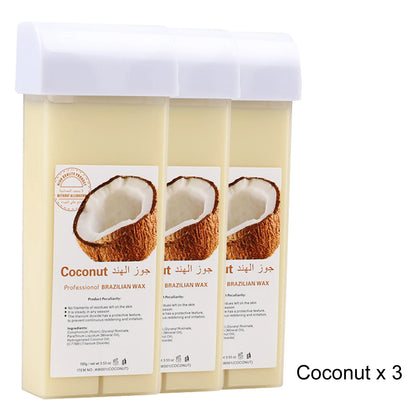 Women Home Hair Removal Kit Roll on Wax Warmer Honey Roller Wax Cartridge 100Pcs Depilatory Wax Strips Body Leg Arm Waxing Set