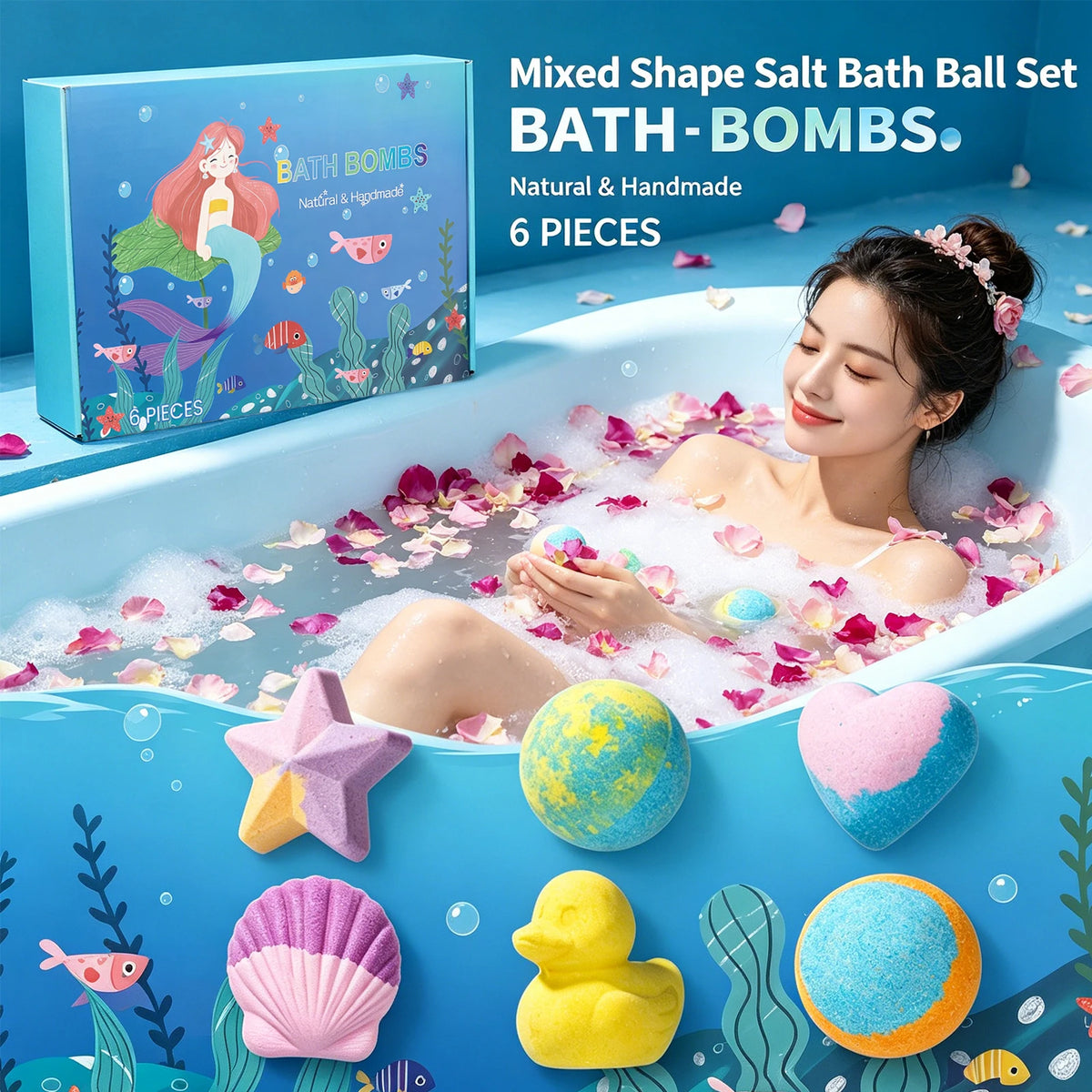 6pcs Bath Bubble Ball Kit Relaxing Spa Remove Dead Skin For Children Moisturizing Bath Bombs Accessories For Holiday Gift Set