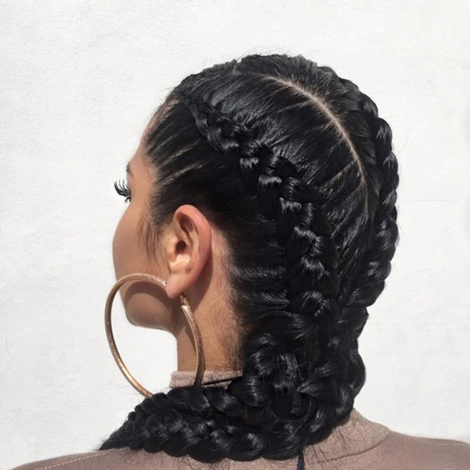 2 Cornrow Box Braids Wig 360 Lace Braided Wig With Baby Hair Synthetic American African Women 20 Inches Braids Wig