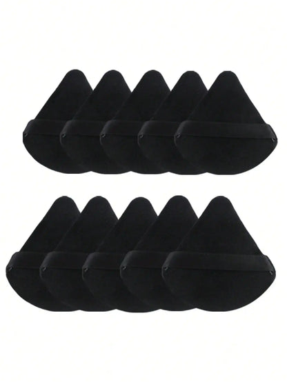 10 Pcs Triangle Velvet Powder Puff Pizza Flours Mini Face Makeup Sponge Cosmetics Washable Lightweight Makeup Tool