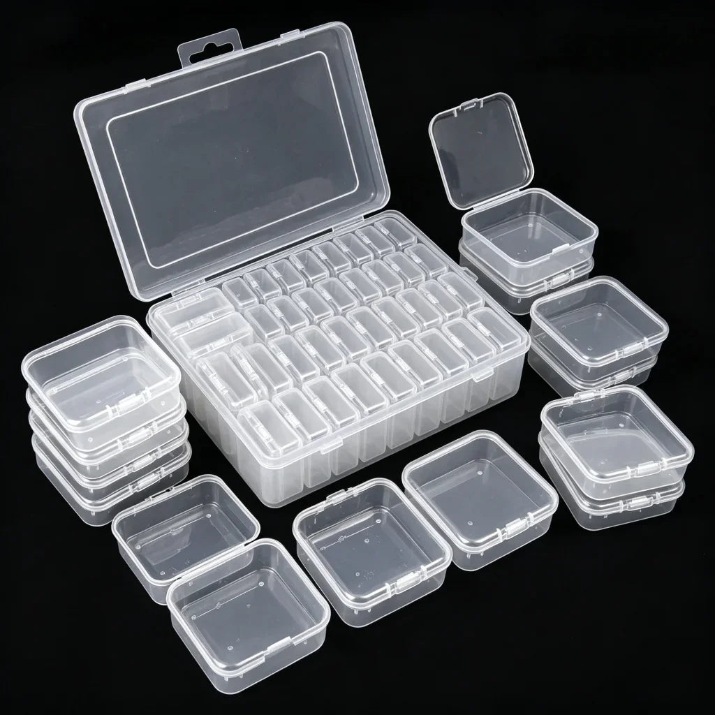 Clear PP Plastic Storage Box 30 Grids Transparent Organizer Case Nail Art Jewelry Beads Rhinestones Diamond Painting Crafts