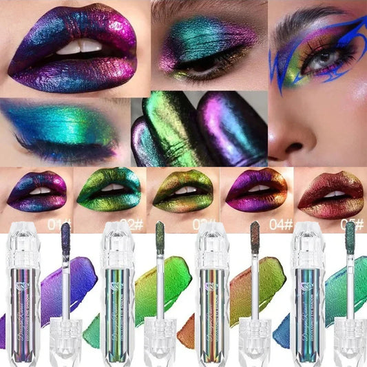 Chameleon Liquid Eyeshadow Pearl Monochrome Metal Lipgloss Shimmer Pigment Glitter Eyeshadow Lipstick Shine Diamond Eye Makeup