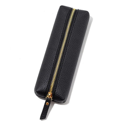 Travel Luxury PU Leather Engrave Name Cosmetic Bag Zipper Fashion Small Make Up Bag Business Pen Pouch Versatile Storage Bags