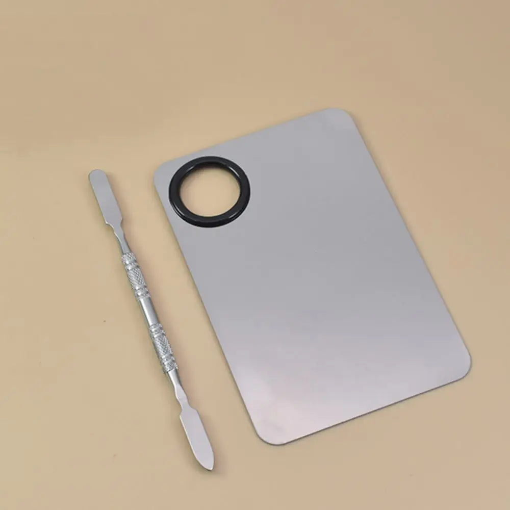 With Spatula Rod Makeup Color Palette Stainless Steel Durable Liquid Foundation Mixing Tray Portable Makeup Cream Mixing Tray