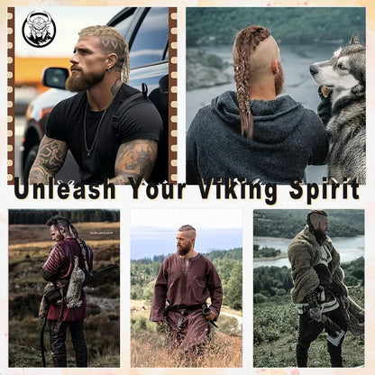 Synthetic 24" Handmade Viking Braided Ponytail Wig Men Clip In Hair Extensions,Halloween Renaissance Warrior Costume Accessories