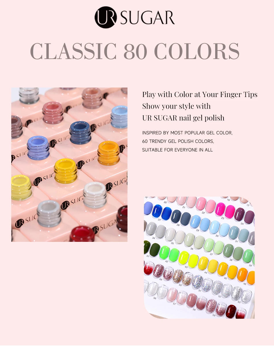 UR SUGAR 15ml Gel Nail Polish Neon Blue Red Green Pastal Nude UV/LED Soak Off No Wipe Nail Gel Polish Suitable For Summer Autumn