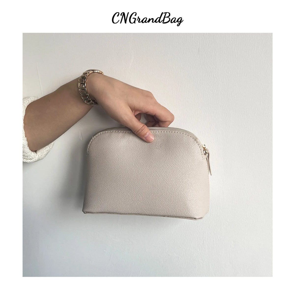 Customized Letters PU Leather Cosmetic Storage Bag Classic Simple Atmosphere Solid Color Make Up Bag Advanced Zipper Wash Bag