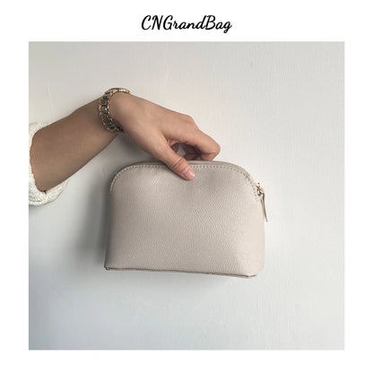 Customized Letters PU Leather Cosmetic Storage Bag Classic Simple Atmosphere Solid Color Make Up Bag Advanced Zipper Wash Bag