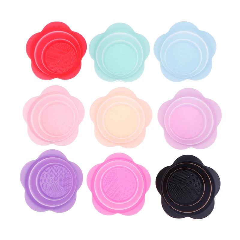 Silicone Makeup Brush Cleaner Folding Powder Puff Cleaning Bowl Eyeshadow Brushes Washing Soft Mat Beauty Tools Scrubber Box