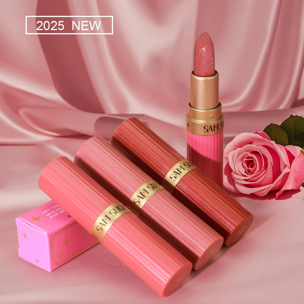 6 Color Metallic Velvet Lipstick Diamond Sparkle Pearlescent Fine Shimmer 12H Waterproof Non-Stick Cup Lip Makeup Women Cosmetic