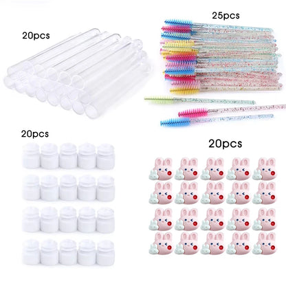 20Pcs Reusable Eyelash Brush Tube Christmas Style Disposable Mascara Wands Applicator with Tube Dust-proof Tubes Makeup Tools