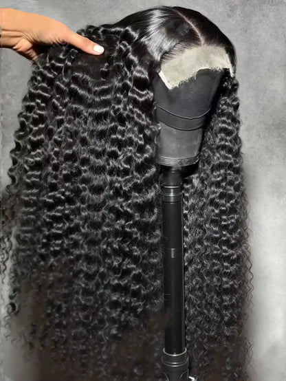 250% 13x6 HD Lace Front Wig Pre Plucked Pre Bleached Transparent Lace Frontal Wig with Baby Hair Deep Curly Wave Human Hair Wigs