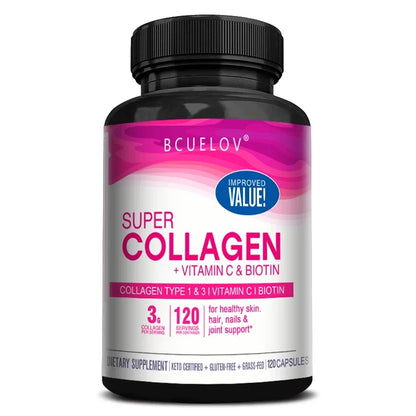 Super Collagen + Vitamin C & Biotin - Skin, Hair & Nails Supplement with Antioxidants Anti-Aging Immunity Boosting Joint Support