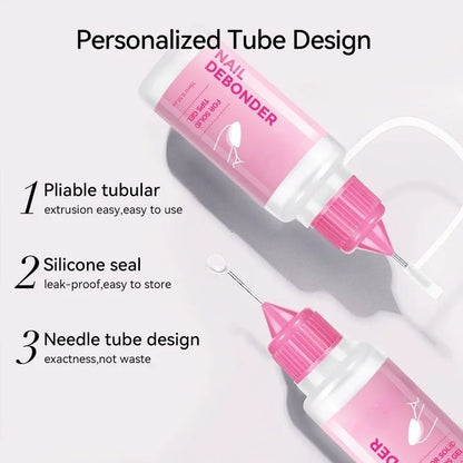 15ML Nail Glue for Press on Acetone Free Nail Polish Remover Multi-Functional Remover for Nails Tips Gentle Glue Remover