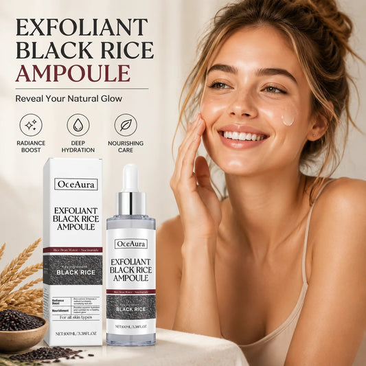 Black Rice Exfoliant Ampoule with Niacinamide & Rice Bran Water, Gentle Brightening Face Serum, Radiance Boost Nourishing Facial Ampoule for Revitalizing Dull Skin, All Skin Types 100ml